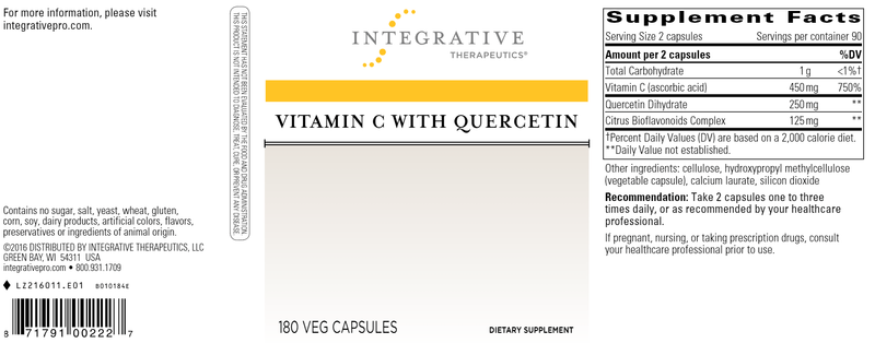 Vitamin C With Quercetin (Integrative Therapeutics) Label