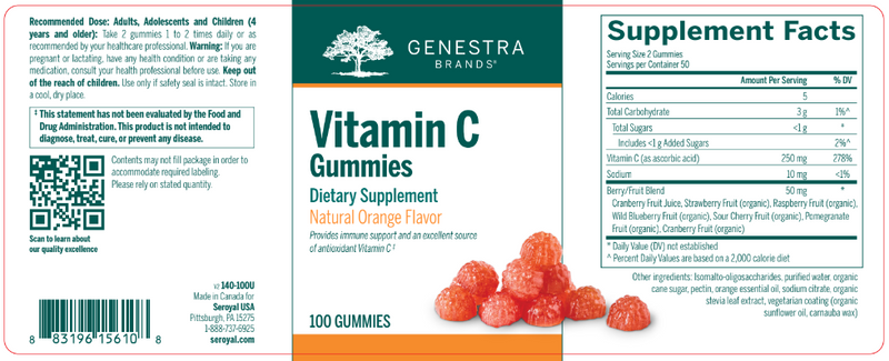 Vitamin C Gummies (Genestra) Label