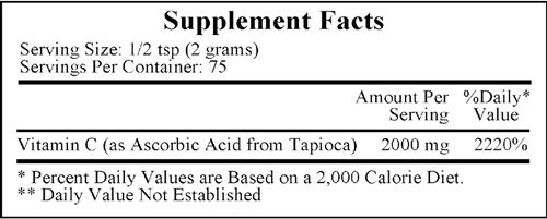 Vitamin C from Tapioca (Ecological Formulas) Supplement Facts