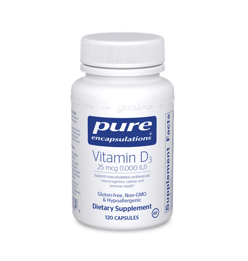 Vitamin D3 1,000 IU - 120 CAPSULES - (Pure Encapsulations)
