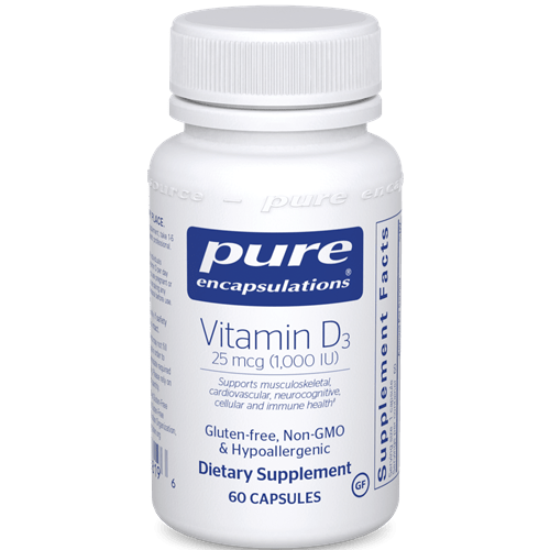 Vitamin D3 1,000 IU - 60 CAPSULES - (Pure Encapsulations)
