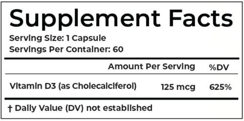 Vitamin D3 5000 IU (Bio Essence Health Science) Supplement Facts