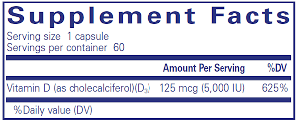 Vitamin D3 5,000 IU - 60 CAPSULES - (Pure Encapsulations) supplement facts