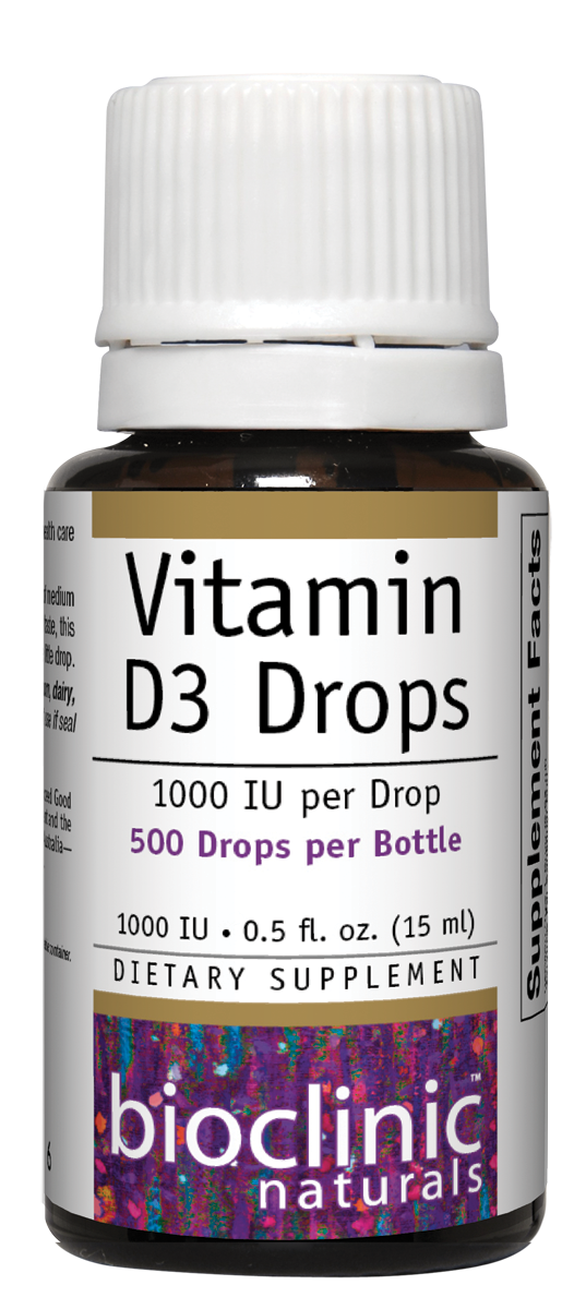 Vitamin D3 Drops 25 mcg 0.5 fl oz (Bioclinic Naturals) Front