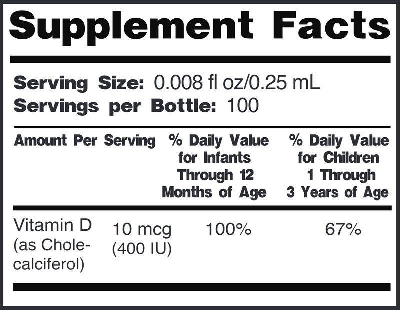 Vitamin D3 Drops allKiDz Supplement Facts