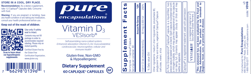 Vitamin D3 VESIsorb (Pure Encapsulations) label