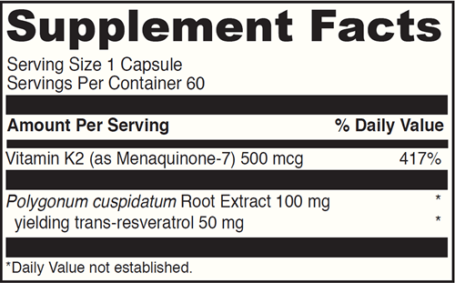 Vitamin K2 Resveratrol DaVinci Labs Supplement Facts
