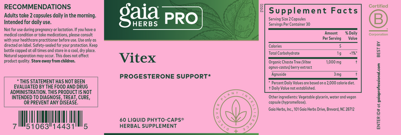 Vitex (Gaia Herbs Professional Solutions) Label
