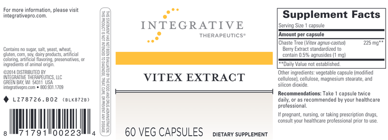 Vitex Extract (Integrative Therapeutics) Label