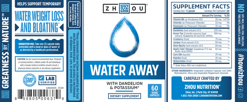 Water Away (ZHOU Nutrition) Label