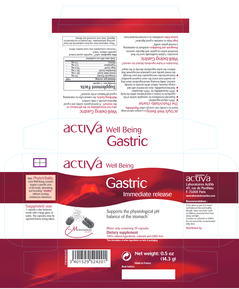 Well-Being Gastric (Activa Labs) Label