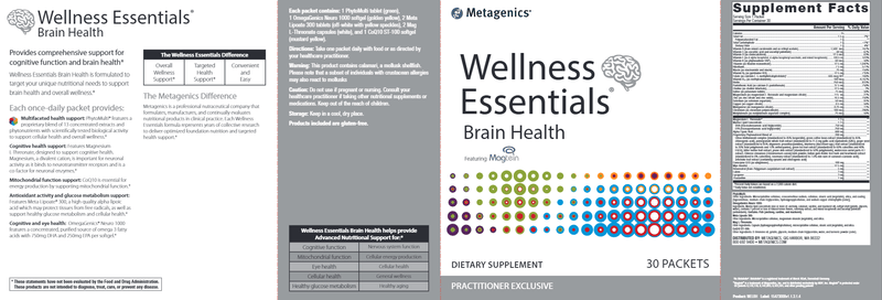 Wellness Essentials Brain Health (Metagenics) Label