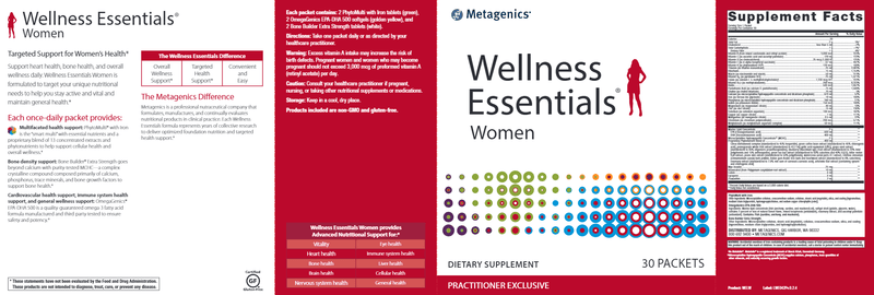 Wellness Essentials Women (Metagenics) Label