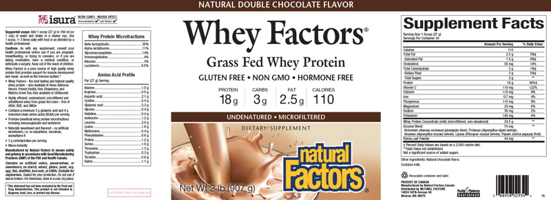 Whey Factors Powder Mix Chocolate (Natural Factors) 32oz Label