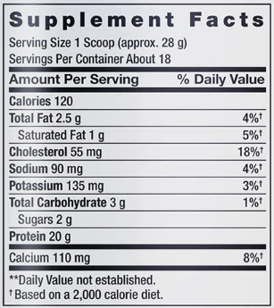 Wellness Code® Whey Protein Concentrate Vanilla (Life Extension) Supplement Facts