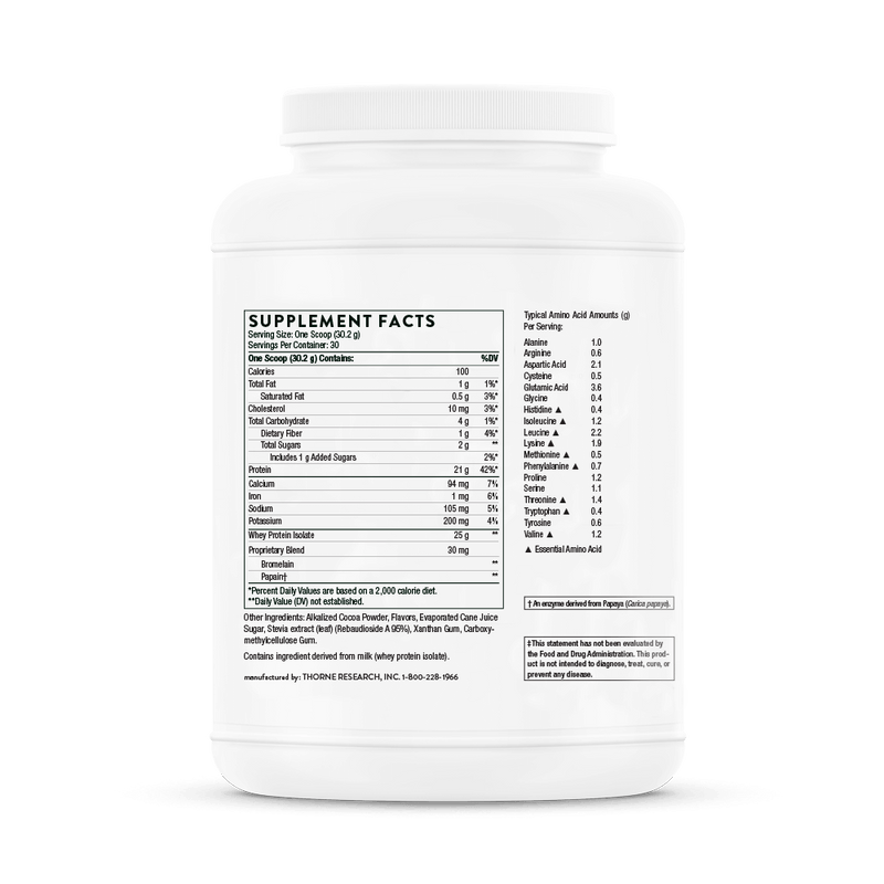 Whey Protein Isolate Chocolate NSF Thorne Research