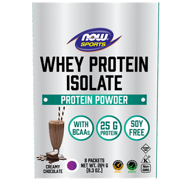 Whey Protein Isolate Chocolate Packets (NOW) Front