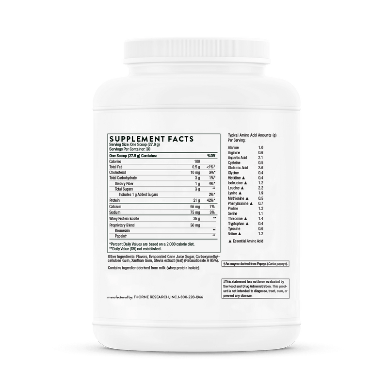 Whey Protein Isolate Vanilla NSF Thorne Research