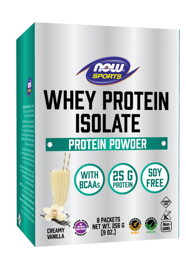Whey Protein Isolate Vanilla Packets (NOW) Front