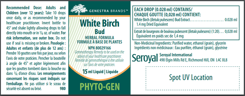 White Birch Bud Genestra Label