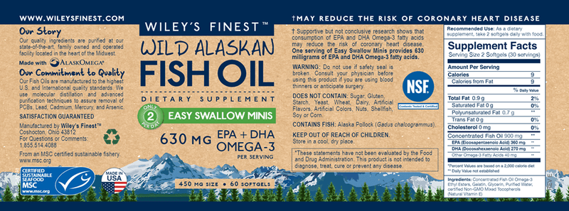 Wild Alaskan Fish Oil 60ct (Wiley's Finest) Label
