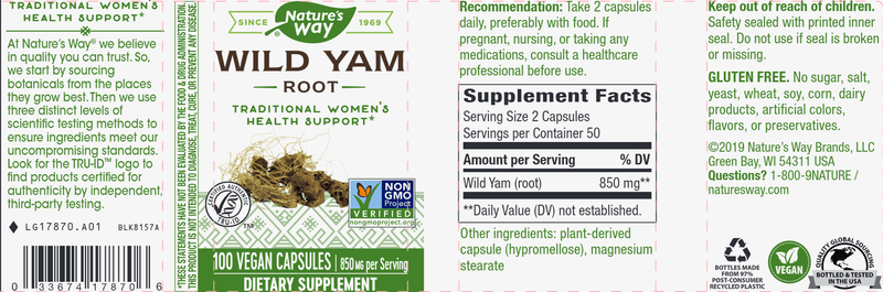 Wild Yam Root 425 mg (Nature's Way) Label
