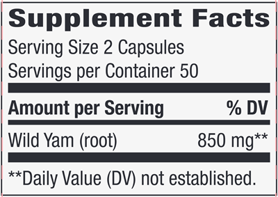 Wild Yam Root 425 mg (Nature's Way) Supplement Facts