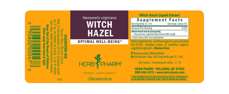 Witch Hazel label Herb Pharm