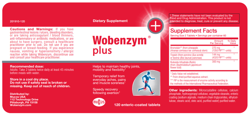 BACKORDER ONLY - Wobenzym Plus 120 Count (Douglas Labs)