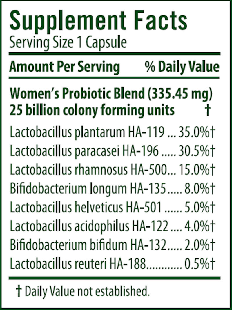 Women's Care Probiotic (Flora) Supplement Facts
