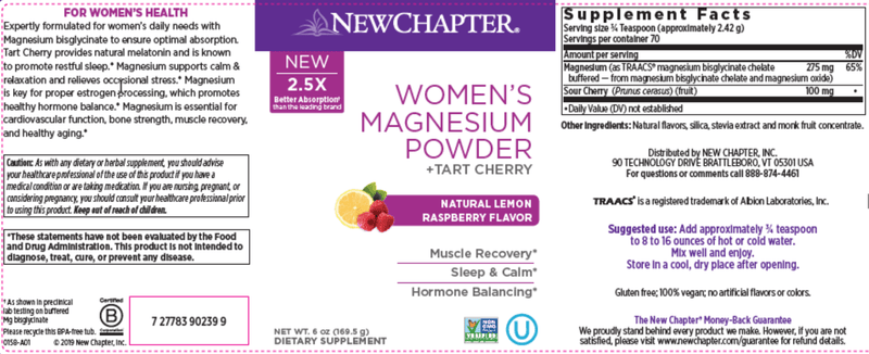 Women's Magnesium Powder 70ct (New Chapter) Label