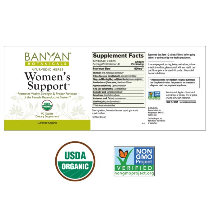 Women's Support Organic (Banyan Botanicals) Label
