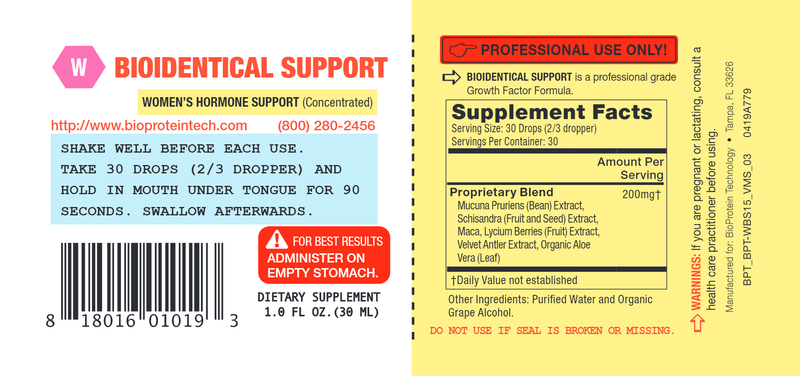 Women's BioIdentical Support (Bio Protein Technology) Label