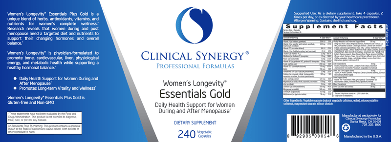 Women's Longevity Essentials Gold (Clinical Synergy) Label