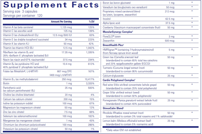 Women's Nutrients 360 caps (Pure Encapsulations) supplement facts
