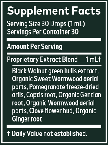 Wormwood Black Walnut Supreme 1oz (Gaia Herbs) supplement facts