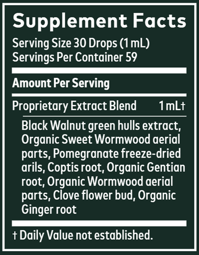 Wormwood Black Walnut Supreme 2oz (Gaia Herbs) supplement facts