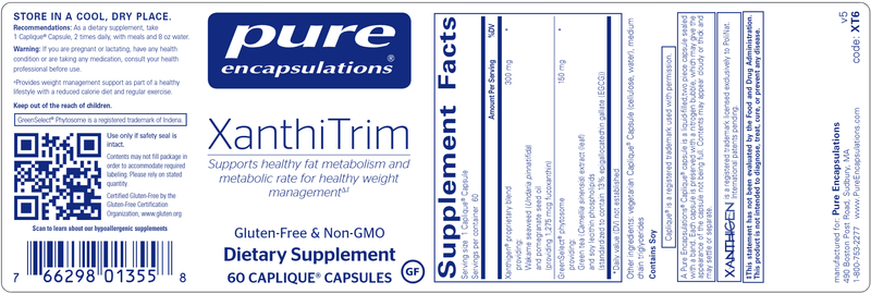 XanthiTrim (Pure Encapsulations) label