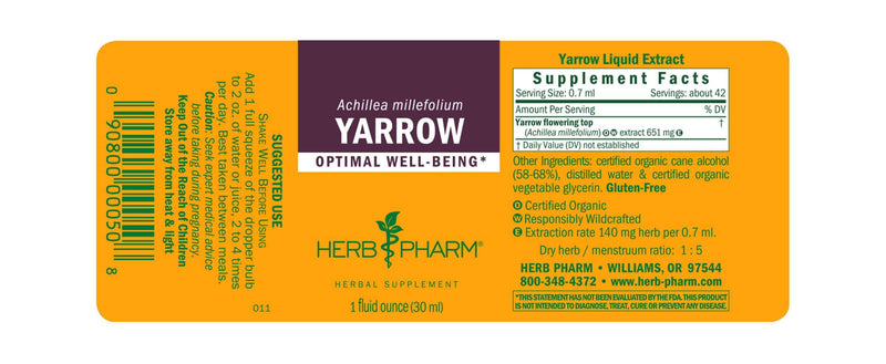 Yarrow label Herb Pharm