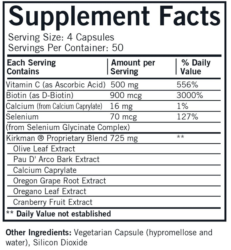 Yeast-Aid™ Advanced Formula (Kirkman Labs) Supplement Facts