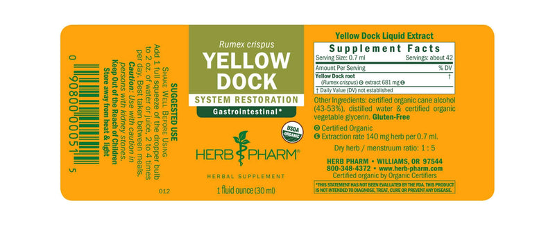 Yellow Dock 1oz label | Herb Pharm