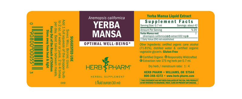 DISCONTINUED - Yerba Mansa/Anemopsis Californica (Herb Pharm)