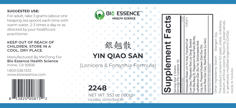 Yin Qiao San (Bio Essence Health Science) Label