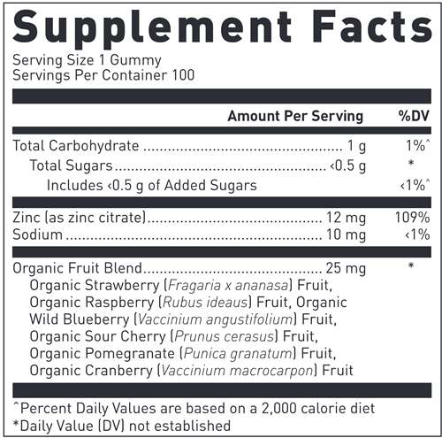 ZINC GUMMY (Doctor Alex Supplements) Supplement Facts