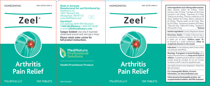 Zeel Tablets (MediNatura Professional) Label