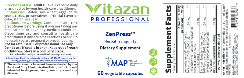 ZenPress Vitazan Pro Label