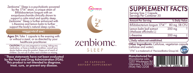 COMING SOON! ZenBiome Sleep - Microbiome Labs Label