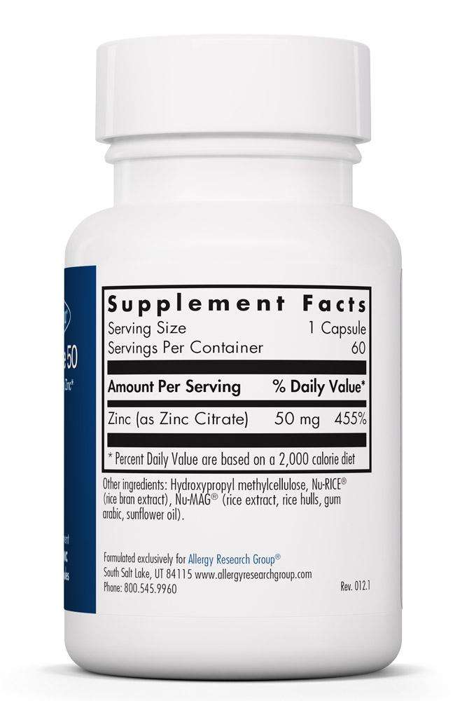 Zinc Citrate 50 Mg Allergy Research Group Supplement