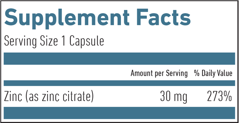 Zinc Energized 30 mg Biogena Supplement Facts