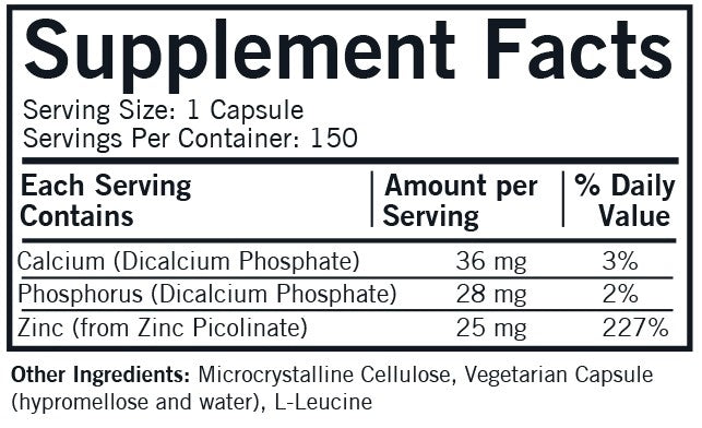 Zinc Picolinate 25mg (Kirkman Labs) Supplement Facts